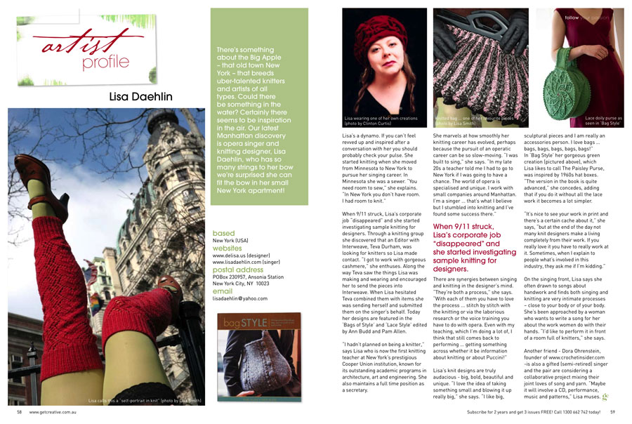 Lisa Daehlin Artist Profile in Get Creative Magazine May 2008
